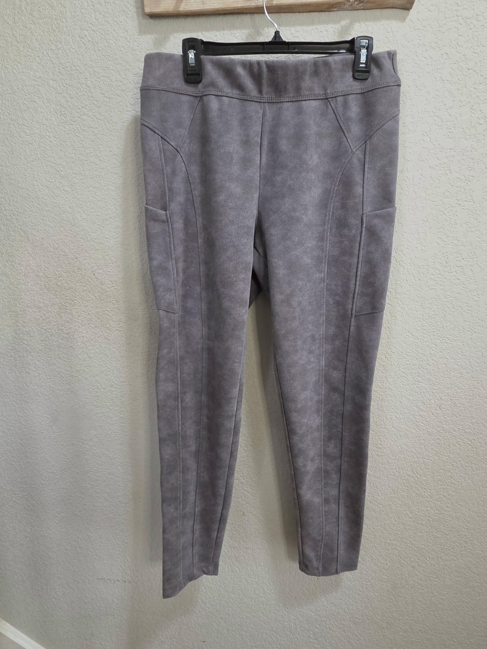 Democracy Gray Faux-Suede Slim Leg Leggings Size Lg